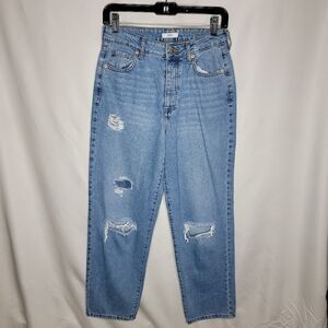 Forever 21 Premium Womens Mid Rise Distressed Straight Leg Jeans Size 25